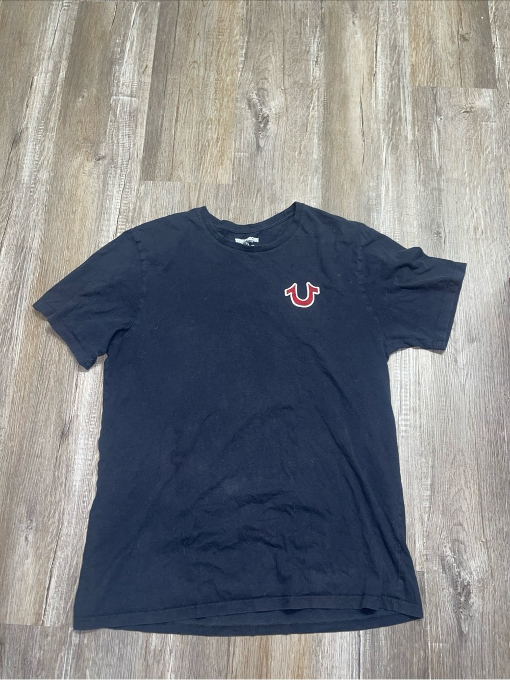 True Religion Buddha T-Shirt Men's Sz XL Black Spellout 100% Cotton